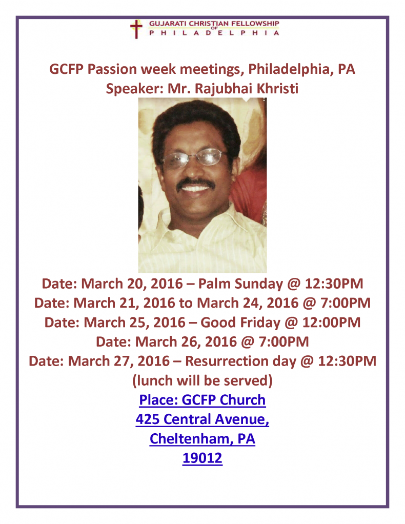 GCFP Passion week meetings2016